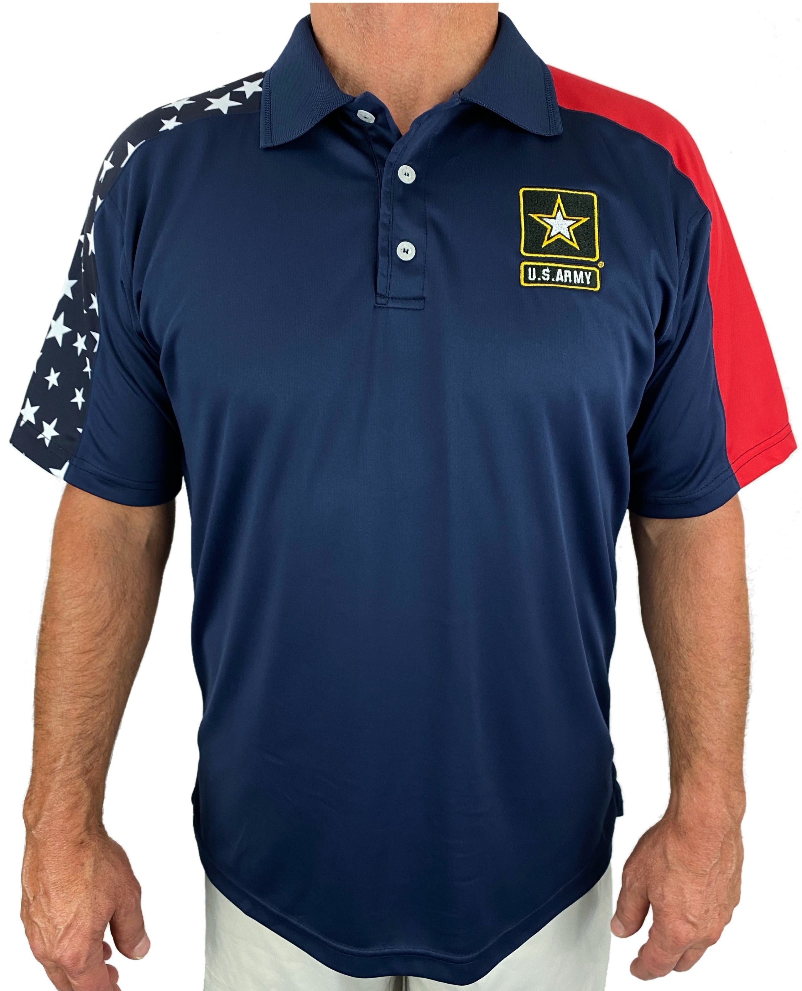 US Army Patriotic Polo Shirt USMC Blue AE Sport Made in USA | AE Sport